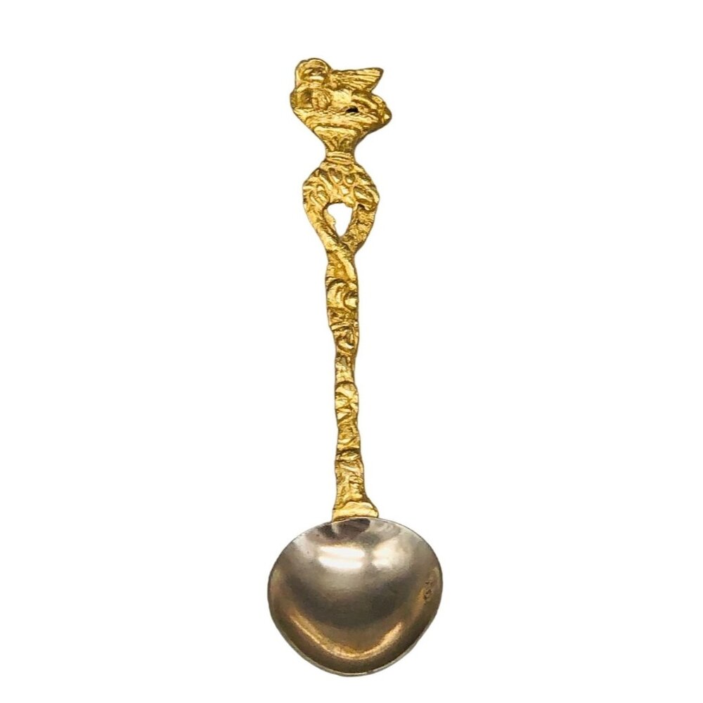 collectible spoon made in Italy gold color 5" lion top READ